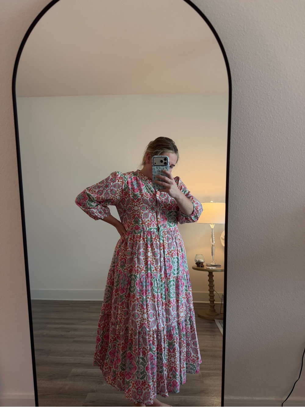 Philosophy Pink Floral Long-Sleeve Tiered Maxi Dress